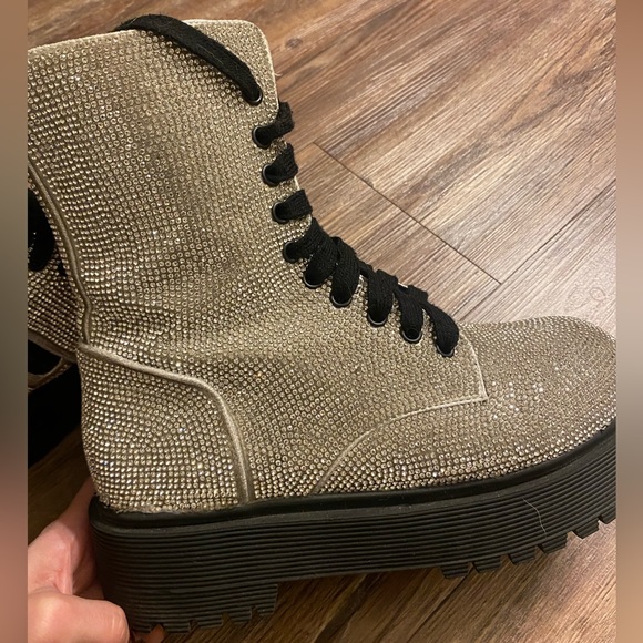 Diamond duchess bling boots poster girl Rhinestone Platforms - Picture 3 of 5